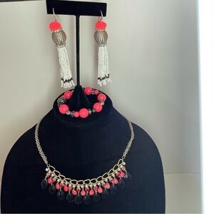 Hot Pink and Black Jewelry Set
